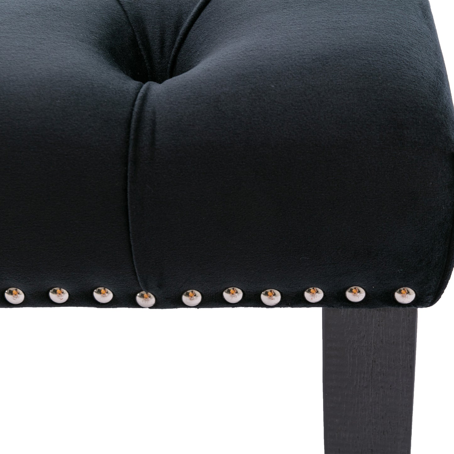 Upholstered Tufted Velvet Bench Ottoman for Dining Room Entryway Living Room Footrest Stool Black