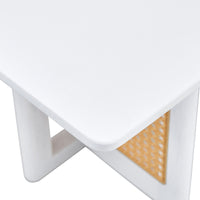 Chinese Style White Solid Wood Imitation Rattan Rectangular Coffee Table Small Living Room Low Table