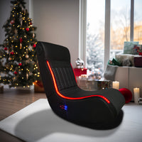 Foldable Gaming Chair with Speakers LED Lighting Bluetooth Music Vibration Massage USB Charging Port