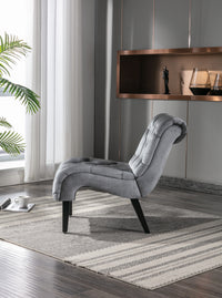 Modern Velvet Armless Accent Chair Upholstered Fabric Comfortable Leisure Chair with Wooden Legs for Living Room Bedroom Office Silver