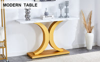 Modern Minimalist Gray Wood Foyer Table MDF Top Stainless Steel Bracket Stylish Entryway Furniture