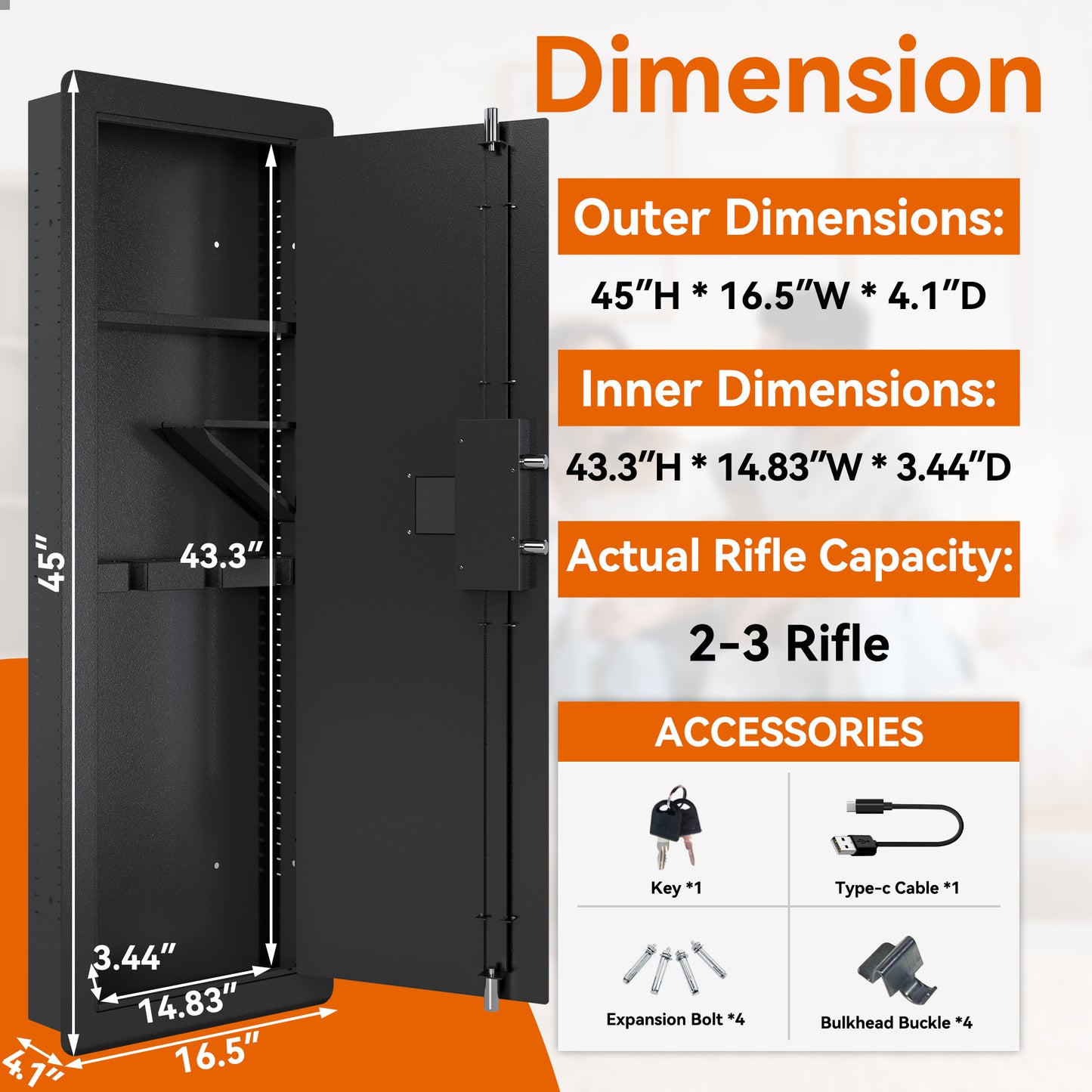 Wall Safe for Home - Quick-Access Rifle Safe Between Studs with Removable Shelf & Digital Keypad - Secure Storage Solution