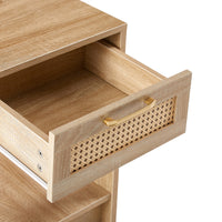 15.75 Inch Rattan End Table with Drawer Modern Nightstand Side Table for Living Room Bedroom Natural Design