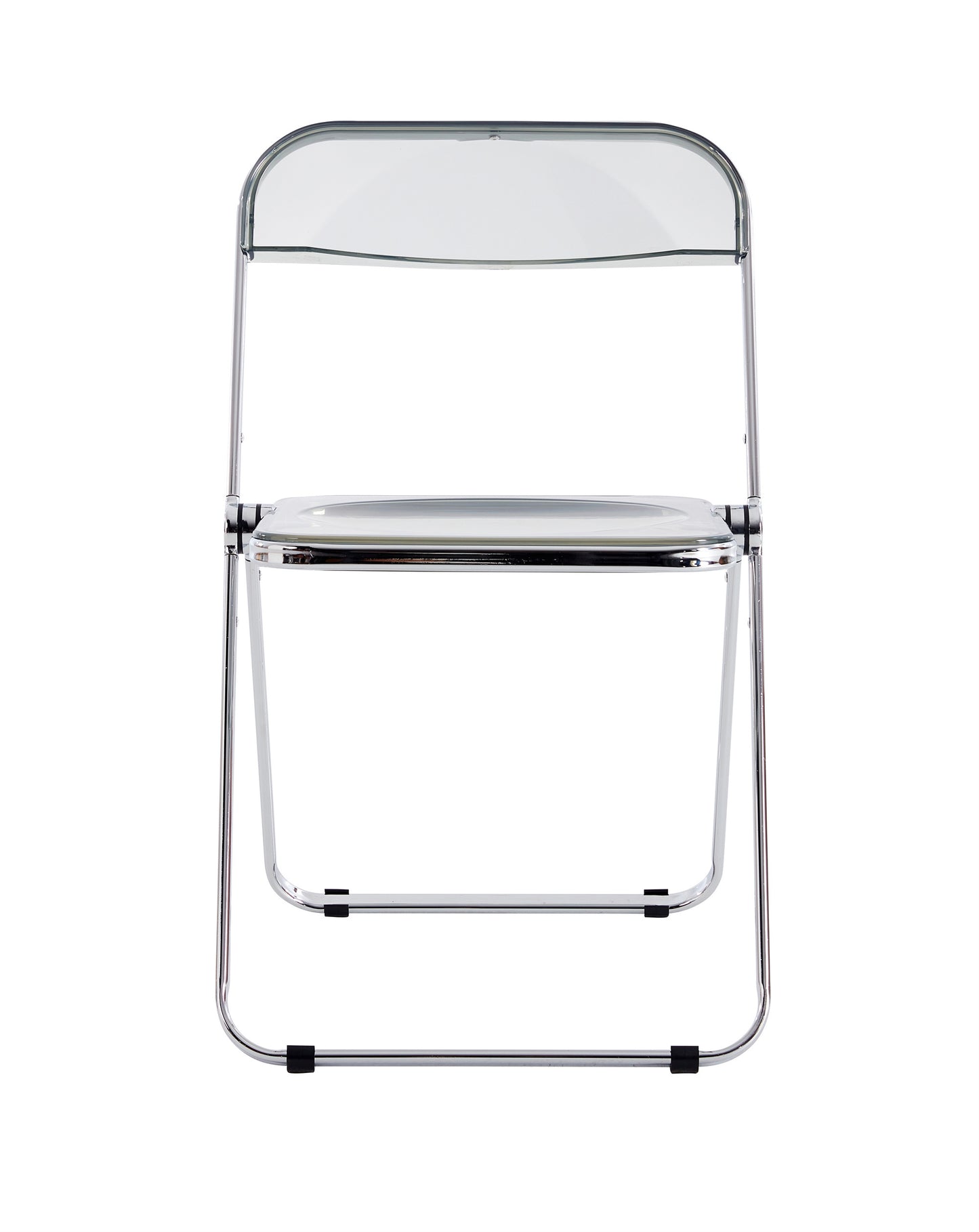 Gray Clear Transparent Folding Chair PC Plastic Living Room Seat Compact Space-Saving Design