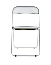 Gray Clear Transparent Folding Chair PC Plastic Living Room Seat Compact Space-Saving Design