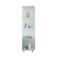 Glass Display Cabinet with 4 Shelves and Door Floor Standing Curio Bookshelf for Living Room Bedroom Office 64.7x16.7x14.3 White