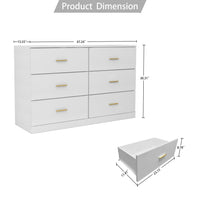 Modern White 6-Drawer Dresser Ample Storage Wide Chest of Drawers Sturdy Safe Furniture for Bedroom