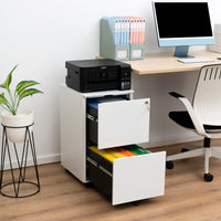 2 Drawer Mobile File Cabinet with Lock Rolling Office Storage Anti-Tilt Wheels Legal Letter Size Under Desk