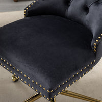 Premium Spring Cushioned Adjustable Desk Chair With Hand-Pulled Buttons And Golden Metal Base