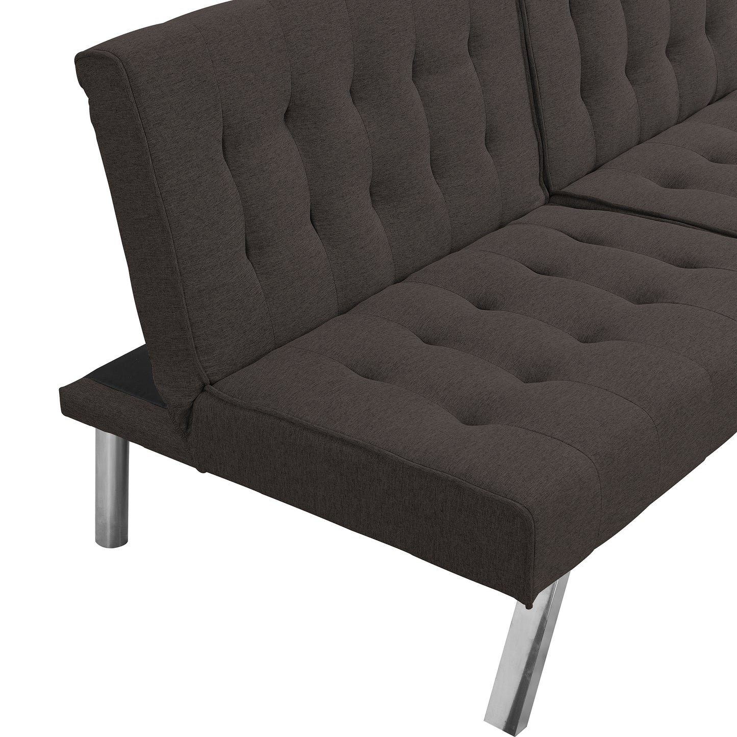 WOOD FRAME, STAINLESS LEG, FUTON, SOFA BED GREY