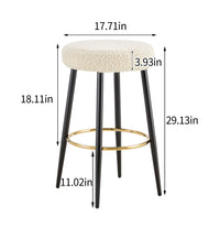 Counter Height Bar Stools Set of 2 PU Upholstered Kitchen Chairs 24 Inch with Gold Footrest for Home Bar and Balcony