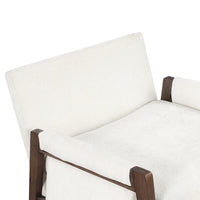 Mid-Century Modern Velvet Accent Chair Solid Wood Leisure Chair Thick Seat Cushion for Living Room Bedroom Studio White