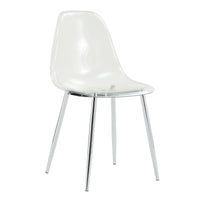 Modern Minimalist Transparent Dining Chair Set 6pcs Armless Nordic Makeup Stool with Silver Plated Metal Legs