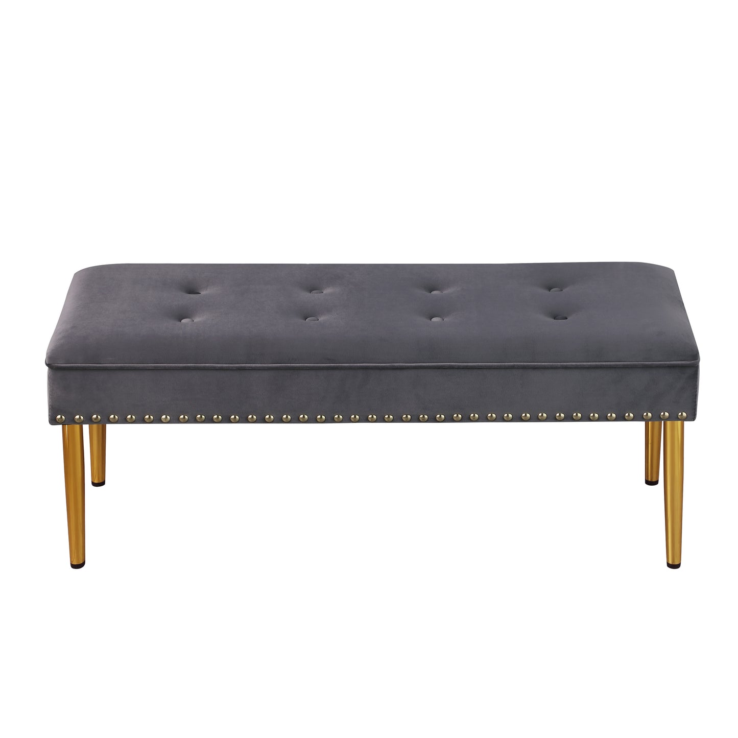 Large Storage Benches with Nailhead Trim Tufted Velvet 2 in 1 Combination for Living Room Entryway Hallway Bedroom Gold Legs 250lbs Capacity