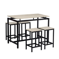 TREXM 5-Piece Compact Bar Table Set with Table and Stools - Modern Industrial Design, Space-Saving Furniture for Dining Room and Breakfast Nook (OAK)