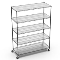 Heavy Duty Adjustable Storage Rack 7500lbs Metal Shelf Wire Shelving Unit with Wheels and Shelf Liners 82H x 60L x 24D Black