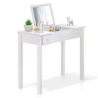 Accent White Vanity Table with Flip-Top Mirror and 2 Drawers for Jewelry Storage and Makeup Organization