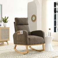 Modern Accent High Backrest Living Room Lounge Arm Rocking Chair with Two Side Pockets 27.6 Inch