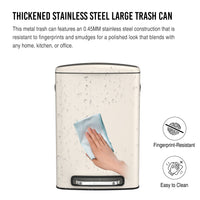 13 Gallon 50L Kitchen Foot Pedal Soft Close Trash Can Stainless Steel Rectangular Bin with 30 Garbage Bags White