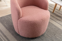 Light Pink Swivel Accent Armchair Barrel Chair with Black Powder Coated Metal Ring for Living Room or Office