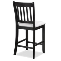 Casual Black Finish Rubberwood Dining Chairs Set of 2 Slatted Back Transitional Counter Seating