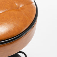 Adjustable Brown Faux Leather Bar Stool Set of 2 360° Swivel Armless Counter Height Chairs for Kitchen Dining Living Room
