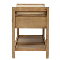 Multipurpose Entryway Storage Bench with Cushioned Seat and Drawers Old Pine Shoe Rack