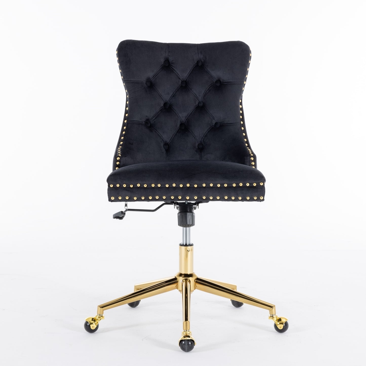 Premium Spring Cushioned Adjustable Desk Chair With Hand-Pulled Buttons And Golden Metal Base