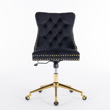 Premium Spring Cushioned Adjustable Desk Chair With Hand-Pulled Buttons And Golden Metal Base