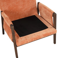 Mid-Century Modern Velvet Accent Chair Solid Wood Thick Cushion for Living Room Bedroom Studio Orange