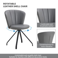 Gray 360 degree  Swivel Makeup Chair PU Vanity Chair Upholstered with Black Metal Legs for Home Office Dining Room Bedroom