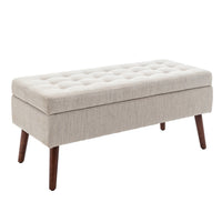 Off White Storage Bench for Bedroom or Entryway 43.7 Inch Ottoman Foot of Bed Seating Solution