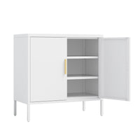 Metal Storage Cabinet with 2 Doors and 2 Adjustable Shelves for Home Office Garage or Gym White