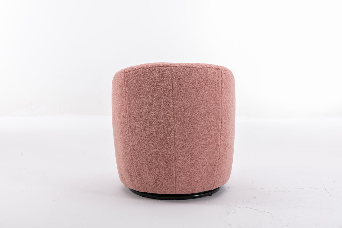 Light Pink Swivel Accent Armchair Barrel Chair with Black Powder Coated Metal Ring for Living Room or Office