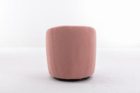 Light Pink Swivel Accent Armchair Barrel Chair with Black Powder Coated Metal Ring for Living Room or Office