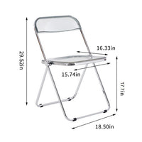 Gray Clear Transparent Folding Chair PC Plastic Living Room Seat Compact Space-Saving Design