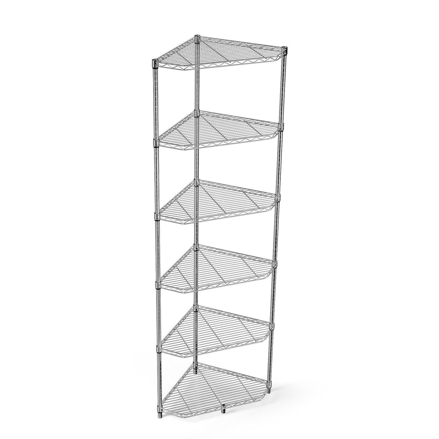 6 Tier Corner Wire Shelf Rack Adjustable Metal Heavy Duty Free Standing Storage Display for Bathroom Living Room Kitchen Chrome