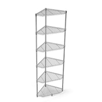 6 Tier Corner Wire Shelf Rack Adjustable Metal Heavy Duty Free Standing Storage Display for Bathroom Living Room Kitchen Chrome