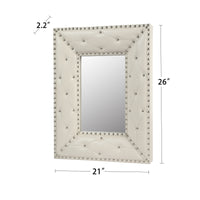 White Rectangle Decorative Wall Mirror PU Covered MDF Frame for Bedroom Living Room Vanity Entryway 21x26 Inch