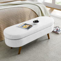 Ottoman Storage Bench with Rubber Wood Legs White 43.5x16x16 Stylish Furniture for Living Room Entryway Bedroom