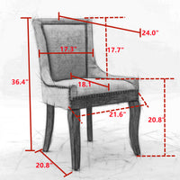 Ultra Side Dining Chair,Thickened fabric chairs with neutrally toned solid wood legs,Bronze nail head,Set of 2,Wine Red,Burgundy,SW1807WR