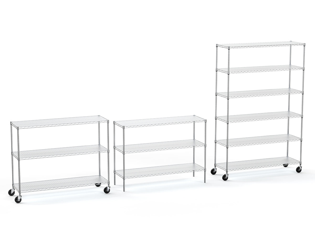 Heavy Duty 6 Tier Wire Shelving Unit 6000 LBS Capacity Adjustable Metal Garage Storage Shelves with Wheels Chrome Finish