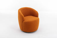 Teddy Fabric Swivel Accent Armchair Barrel Chair with Black Metal Ring Caramel Color