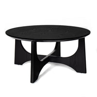 36 Inch Round Wooden Coffee Table for Living Room Reception Room Black Finish