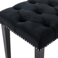 Upholstered Tufted Velvet Bench Ottoman for Dining Room Entryway Living Room Footrest Stool Black