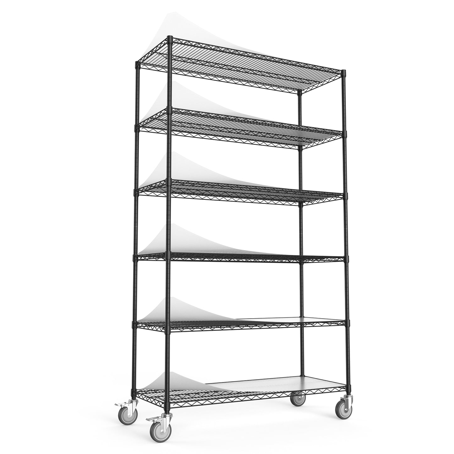 6 Tier Heavy Duty Wire Shelving Unit 6000 LBS Capacity Adjustable Metal Garage Storage Shelves with Wheels Black