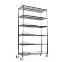 6 Tier Heavy Duty Wire Shelving Unit 6000 LBS Capacity Adjustable Metal Garage Storage Shelves with Wheels Black