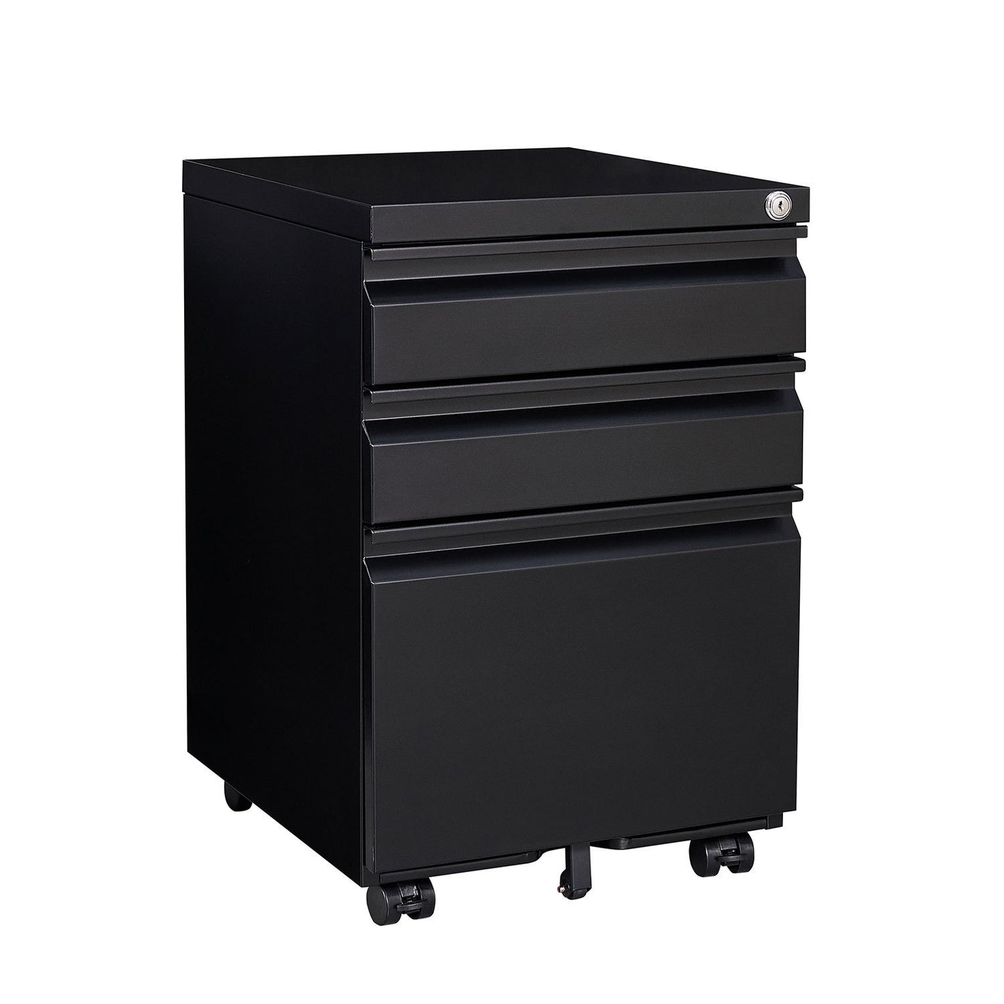 3-Drawer Mobile File Cabinet with Lock for Legal Letter Size Office Storage Pre-Assembled Metal Under Desk Black