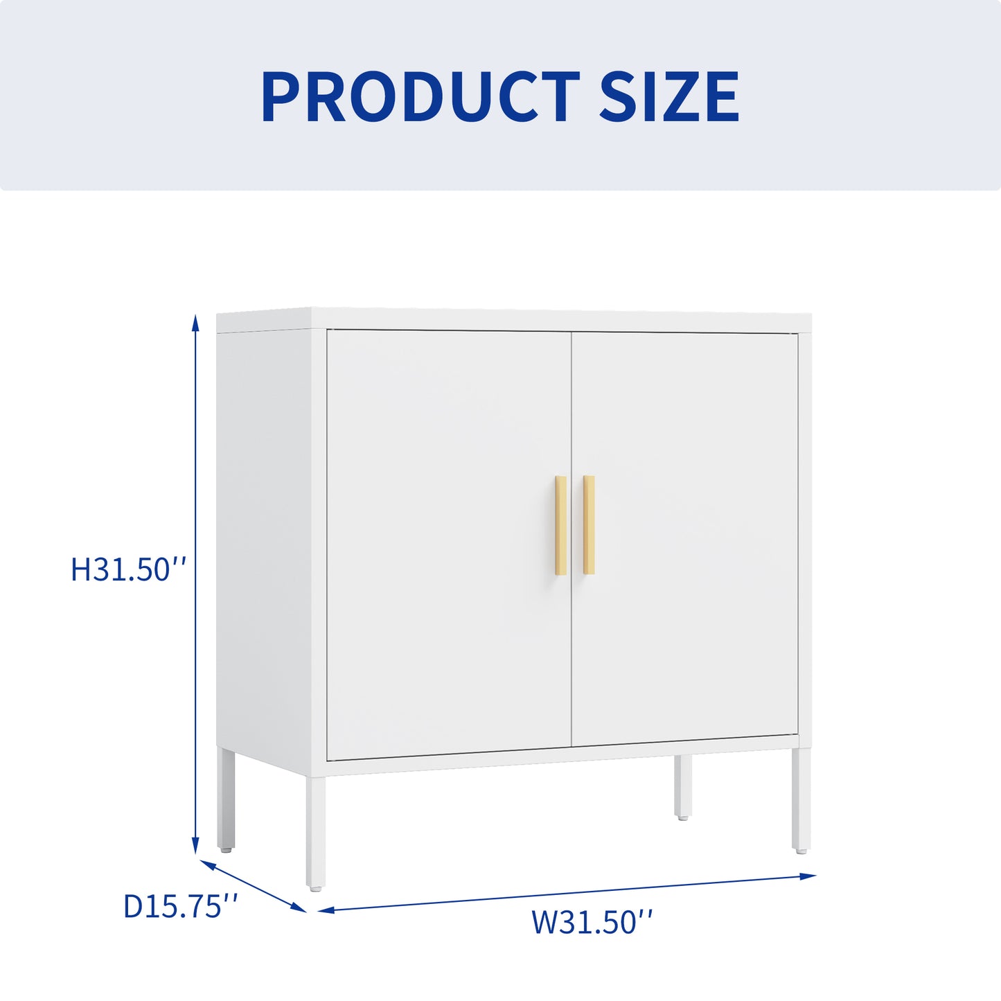 Metal Storage Cabinet with 2 Doors and 2 Adjustable Shelves for Home Office Garage or Gym White