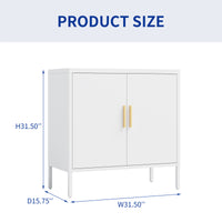 Metal Storage Cabinet with 2 Doors and 2 Adjustable Shelves for Home Office Garage or Gym White